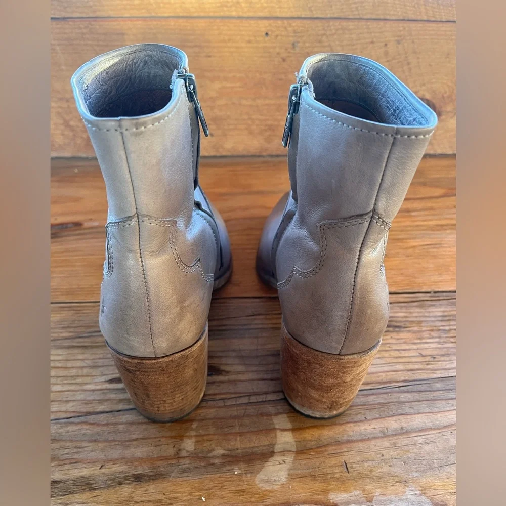 Classic Women's Taupe Ankle Booties - Zip Side